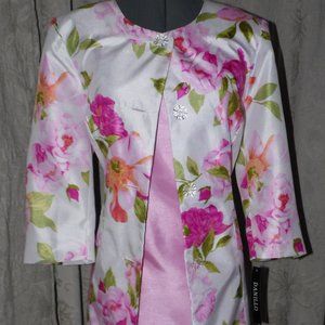 Danillo Pink Sheath & Floral Coat Dress Suit sz 10